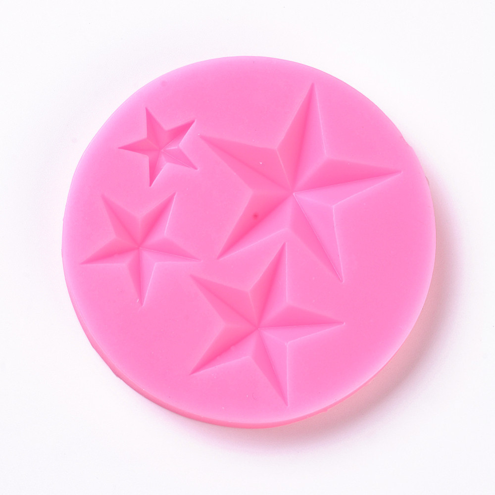 Moule en silicone, rose, étoiles x 4, 81x8.5mm