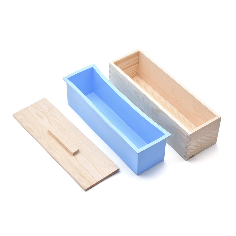 Moule à savon, silicone sur support bois, rectangulaire, 26x7cm