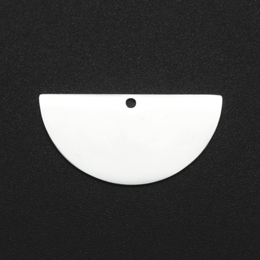 Pendentif INOX argenté, demi-cercle, 15x30x1mm, Trou: 1,6mm
