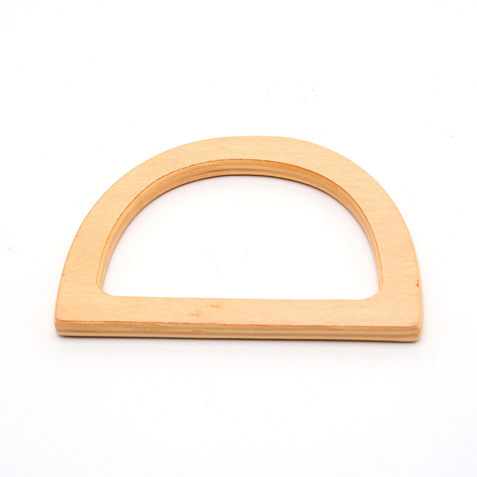 Poignée de sac en bois &quot;forme D&quot;, 12x8.5x1cm, couleur bois clair, à l'unité