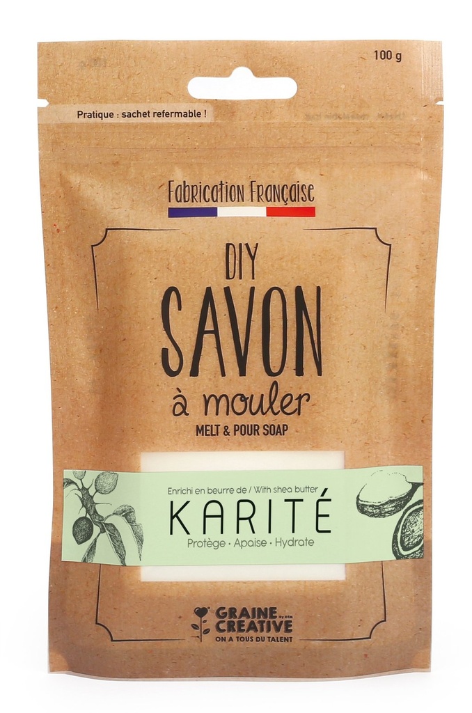 ZD Pain de savon à mouler, enrichi en beurre de karité, 100g,