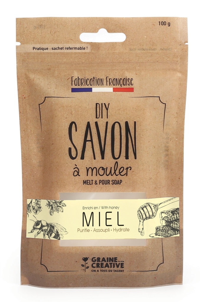 ZD Pain de savon à mouler, enrichi en miel, 100g,