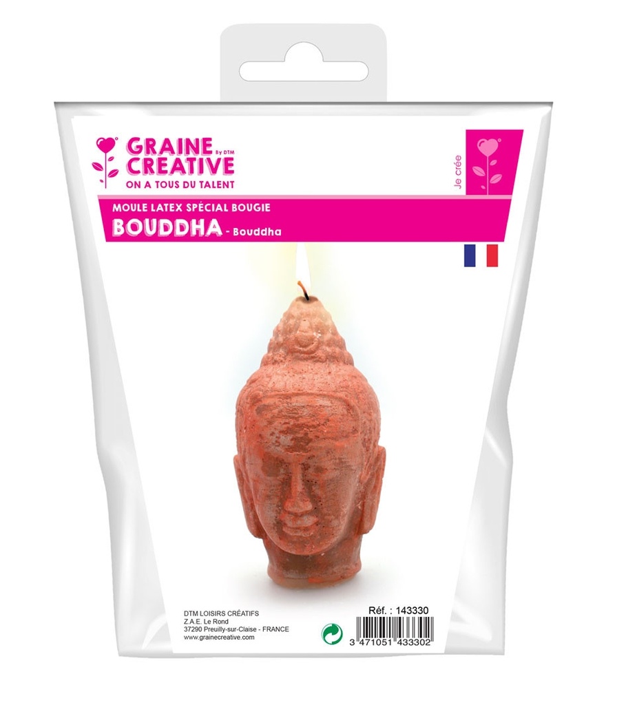 [143330] Moule à bougie en latex, bouddha, haut 13cm, diam 6cm