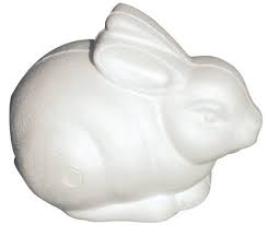 Lapin en polystyrène blanc, 13x11x9 cm