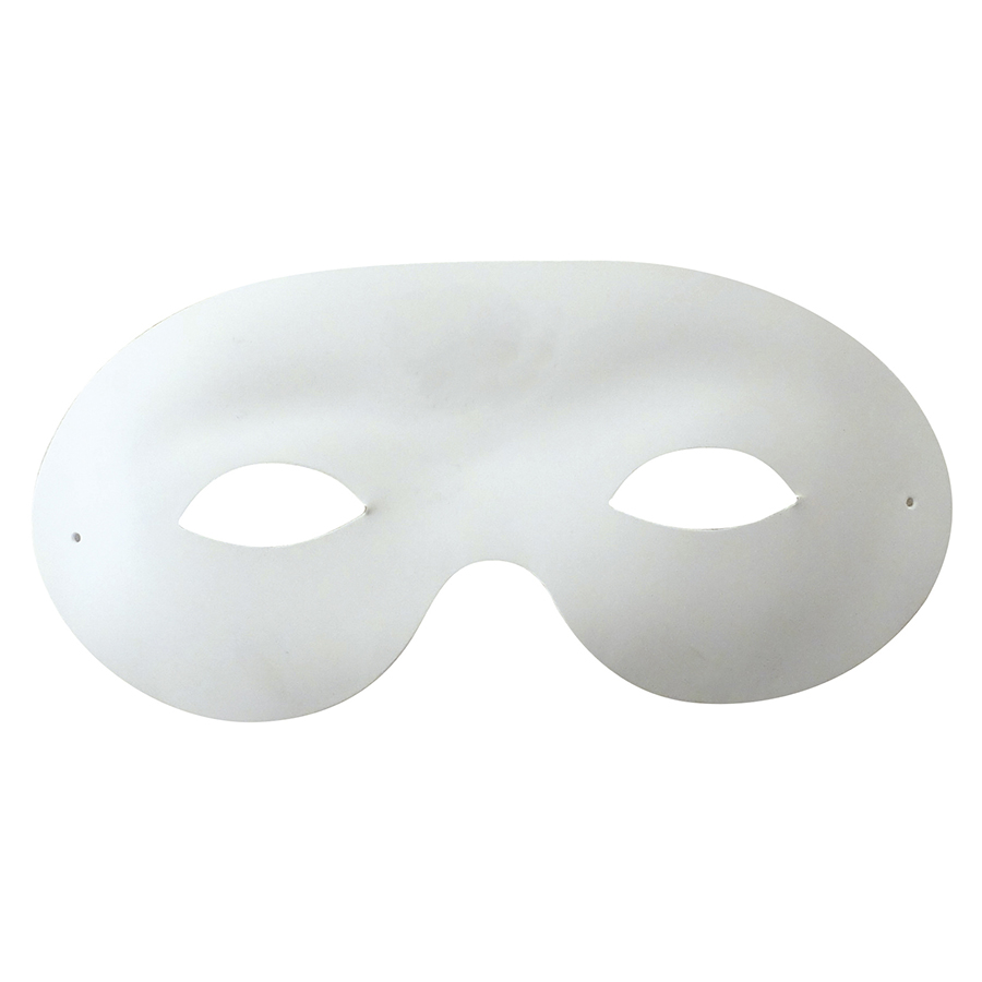 Masque &quot;loup sans nez&quot;, blanc, à colorier, 16x8cm