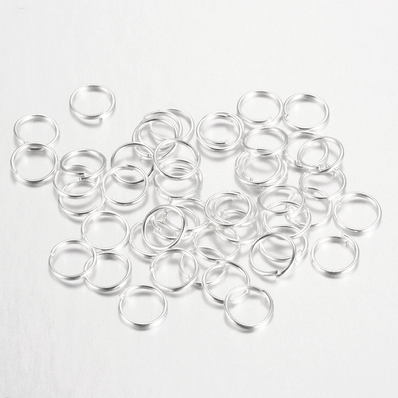 Anneau simple ouvert en fer, argenté clair, 8x0,7mm