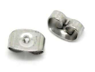 Poussette boucle d'oreille, INOX argenté, 6x4,5x3mm, trou 0,7mm