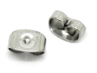 Poussette boucle d'oreille, INOX argenté, 6x4.5x3mm, trou 0.7mm