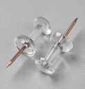 Punaises en plastique bout transparent, épingle or rose, 23x8mm