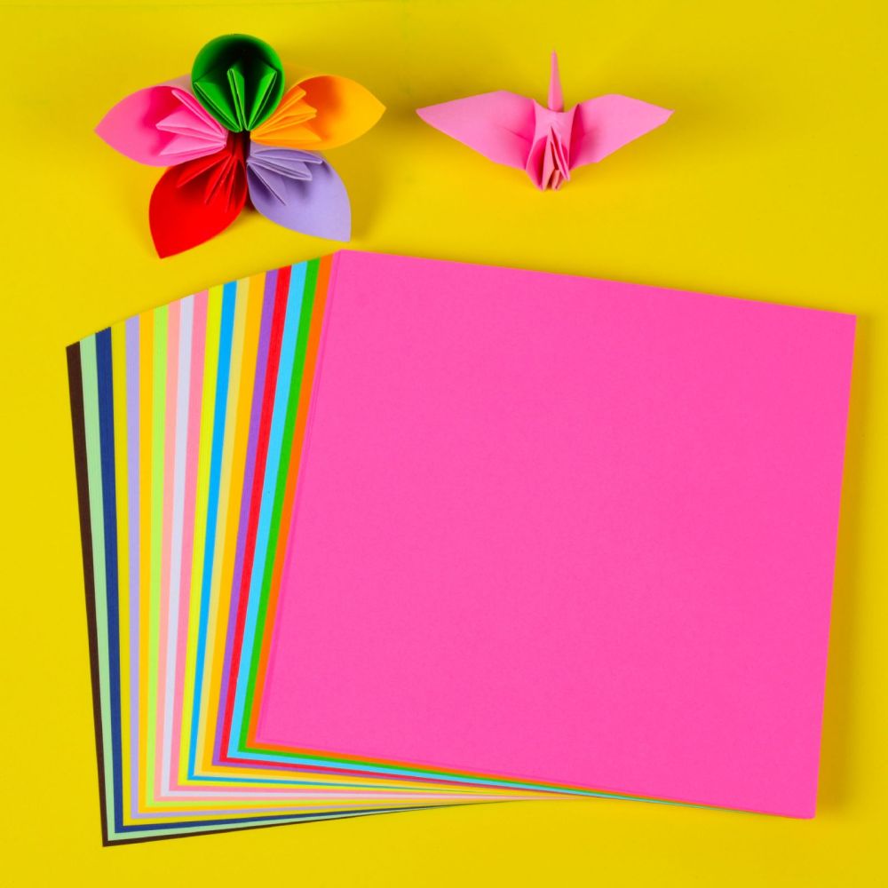 Feuilles de papier origami, multicolores, 200x200mm, x 100 feuilles