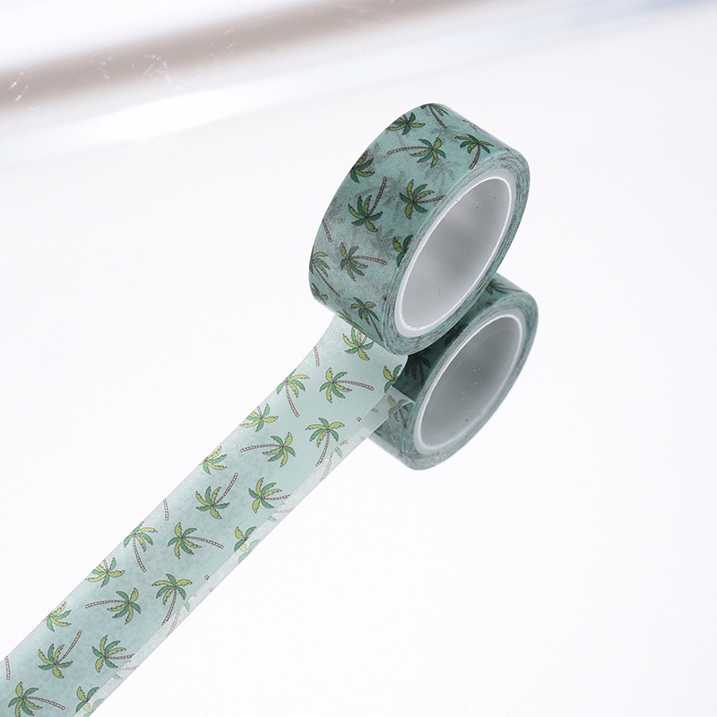 Masking tape, bande de papier adhésif, cocotier vert, 15mm x 5m