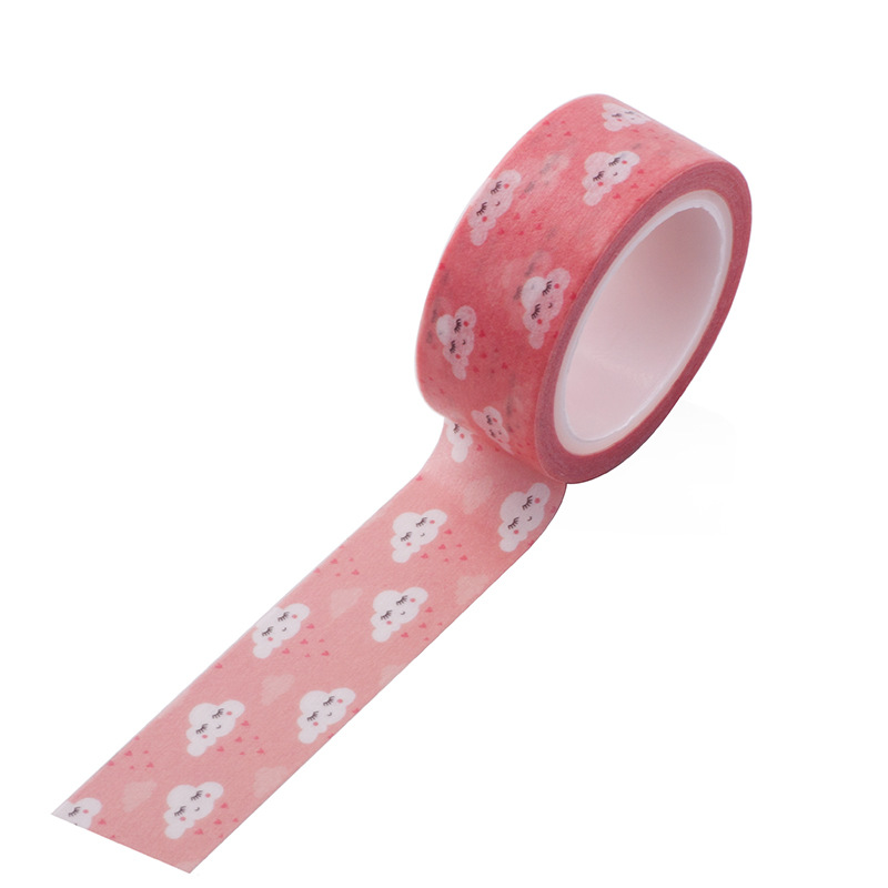 Masking tape, bande de papier adhésif, nuage rouge, 15mm x 5m