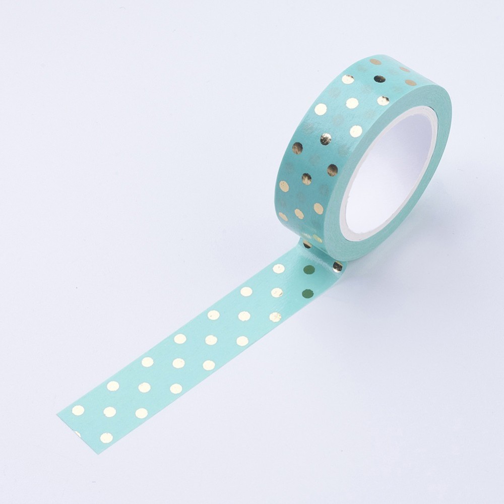 Masking tape, bande de papier adhésif, turquoise &amp; doré, 15mm x 10m