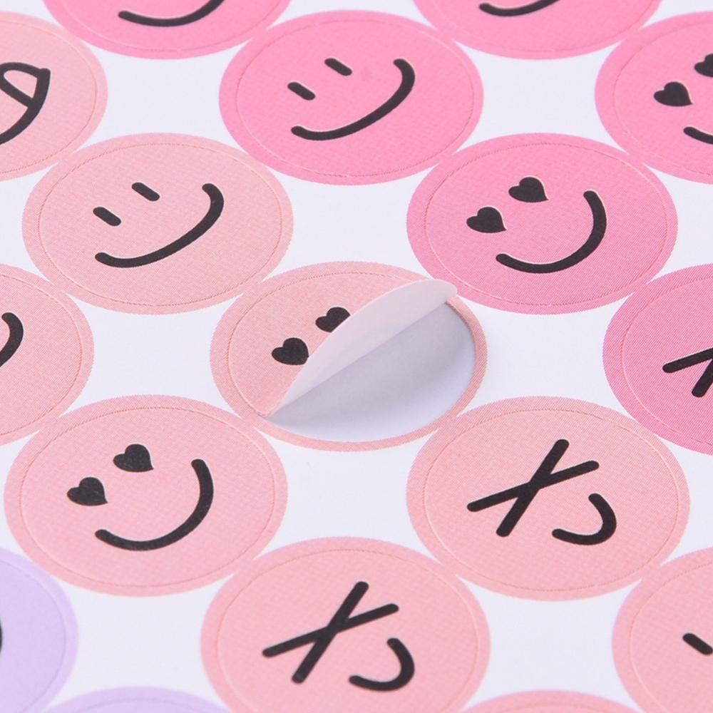 Stickers autocollant smiley visage, couleurs mixtes, diam 1.5mm, x 256 pièces