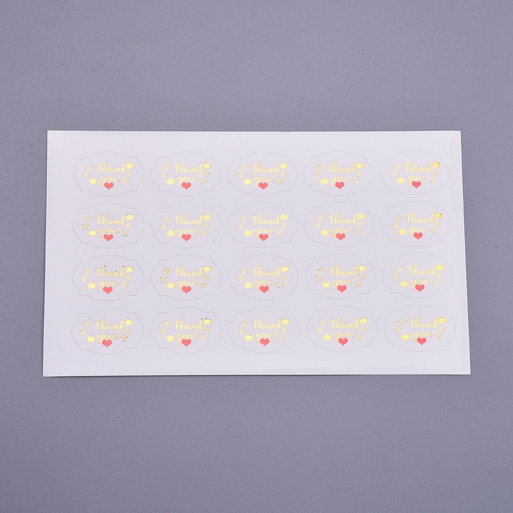 [184126] Stickers autocollant "bulle thank you coeur rouge", 20x30mm, x 100 pièces