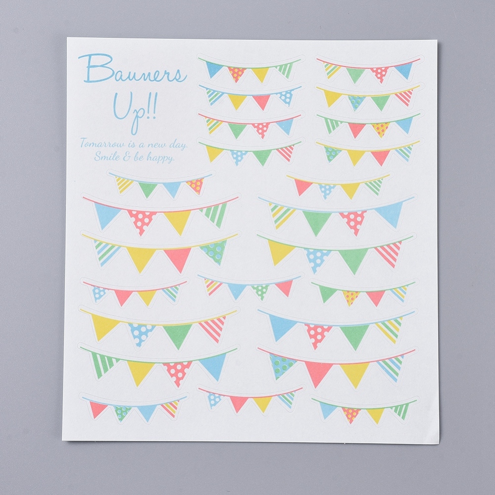 [163842] Stickers autocollant, "fanion anniversaire", 3-4cm x 1cm x 24 pièces
