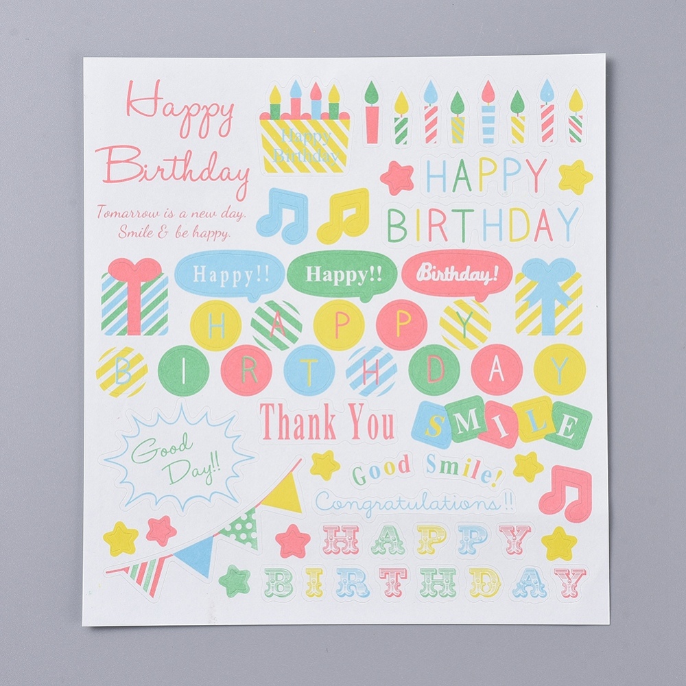 Stickers autocollant "happy birtdhay", 1-2 x 1-2cm, x~40 pièces
