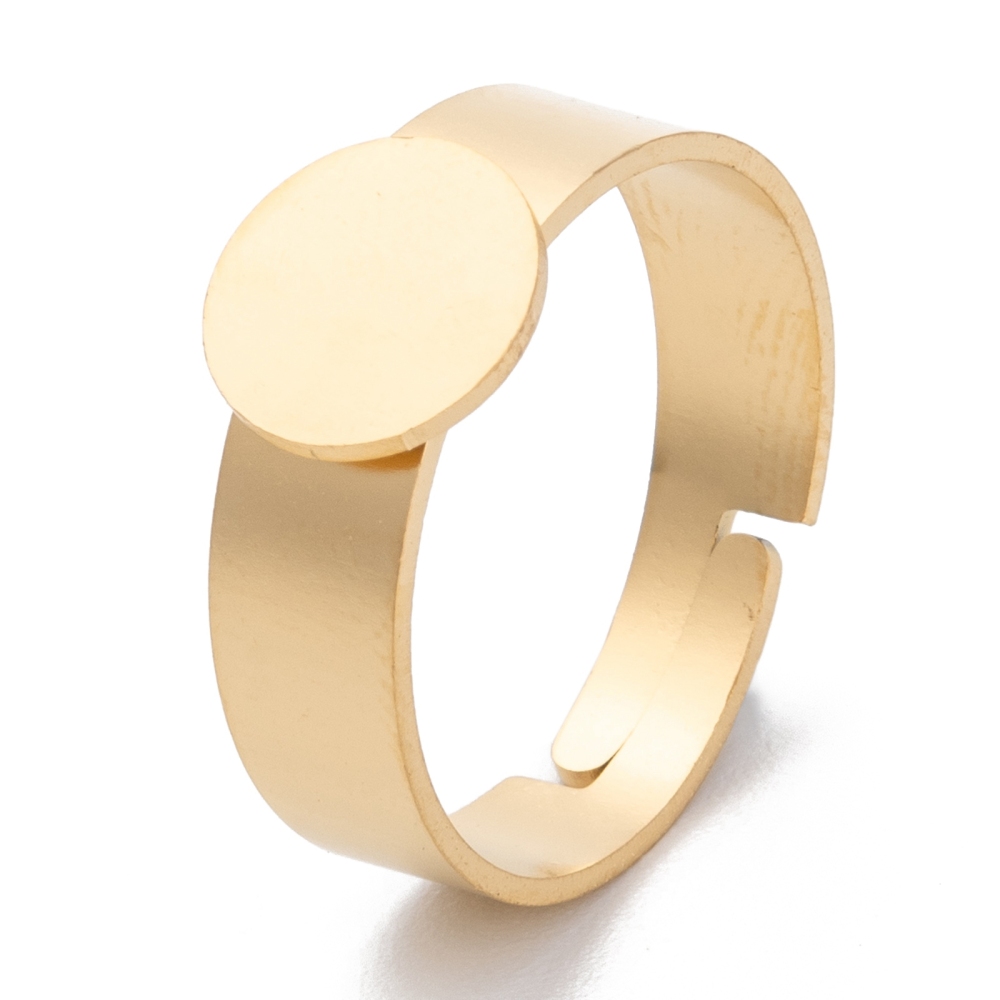 Support bague en INOX doré, réglable, plateau 8 mm, diam. 17,2mm