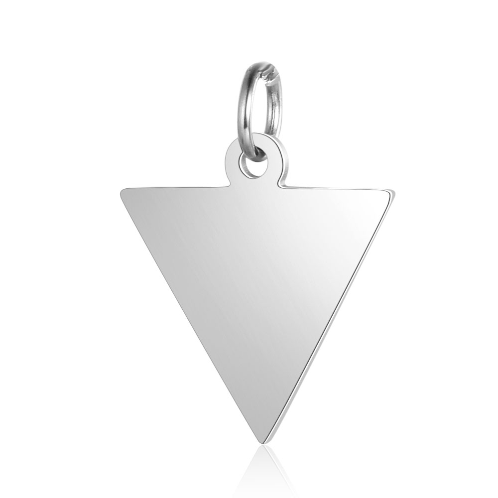 Pendentif INOX argenté, triangle inversé poli avec anneau, 16x15x1mm, anneau : 3.5mm