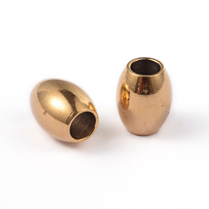 [STAS-L176-02G] Cache noeud INOX doré, placage ionique, forme grain de riz, 6x5mm, trou 2,5mm, l'unité