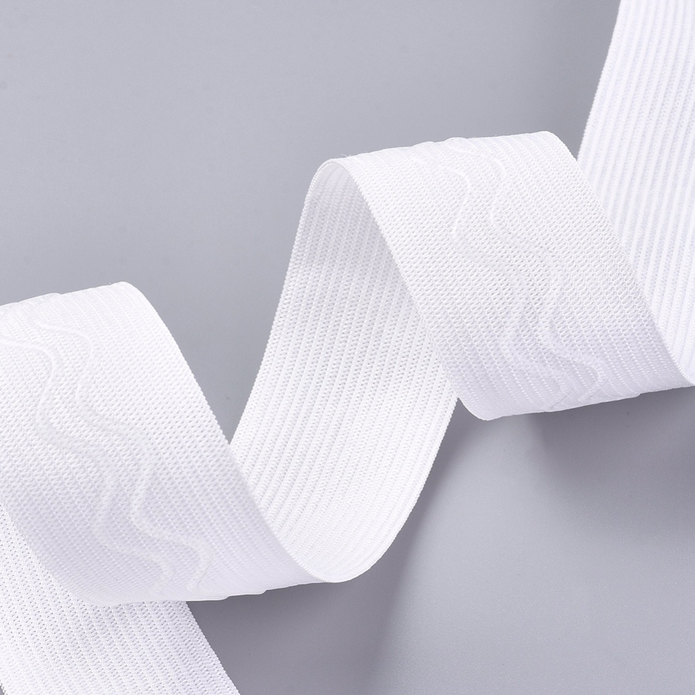 Bande élastique blanche, motif vague en silicone,30mmx1m / le mètre