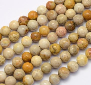 Pierre Howlite, naturelle, caramel, ronde, 8mm, trou 1mm