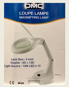 Lampe loupe en verre pivotante, à led,10W led x 15, loupe 9cm