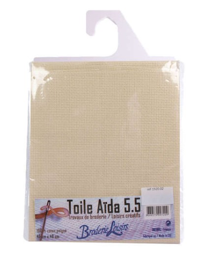 Toile Aïda 5.5, 100% coton peigné, 45x40cm