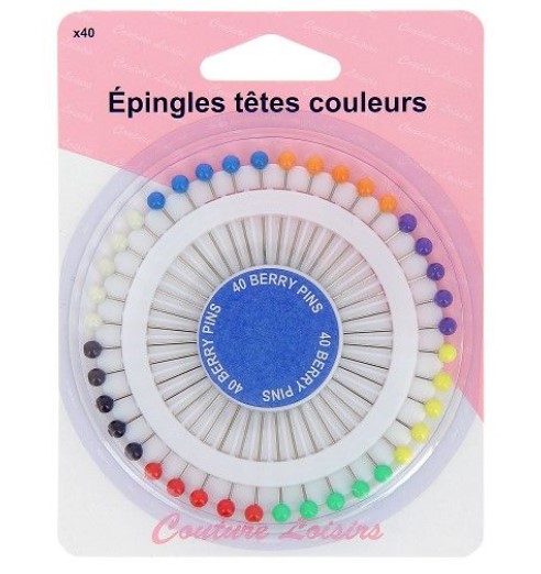 Kit épingles têtes couleurs, 34x0.62mm x 40