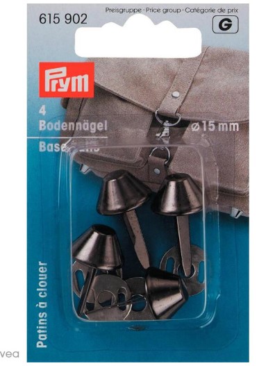 [615900] Patin à clouer pour sac, couleur argent, diam 15mm x 4