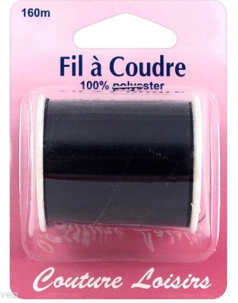 Bobine fil à coudre, polyester, noir, 160m