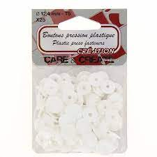 Sachet de boutons pressions en plastique, 26 coloris aux choix, 12.4mm x 25 boutons