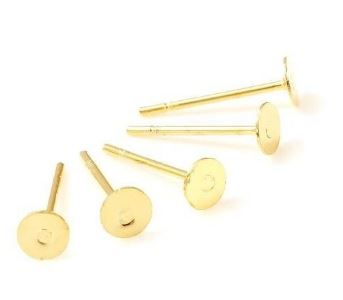 Puce boucle d'oreille, laiton, doré, support plat 6mm, la paire