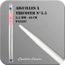 Aiguilles à tricoter, en plastique gris solide, 40 cm N°5.5 - 5.5mm