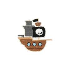 Écusson broderie Bateau pirate, diam 6cm