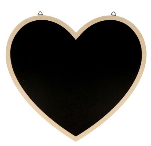 Tableau noir pour craie, en forme de coeur, avec attaches, 30x27x0.5cm