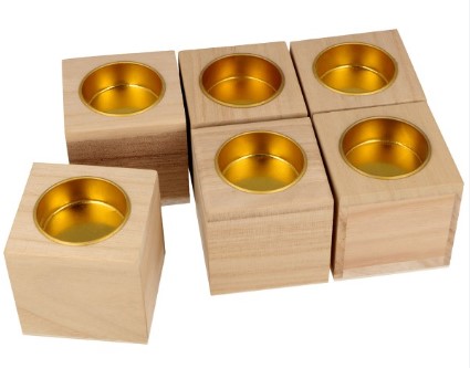 Bougeoir en bois carré pour bougie chauffe plat, 6x6cm x6