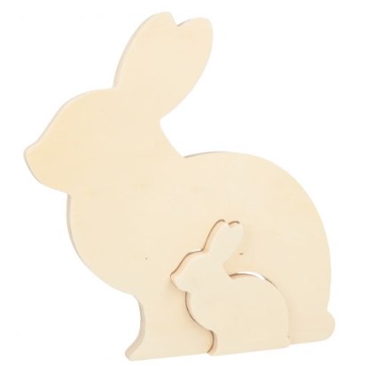 Lapin gigogne en bois, 18.6x20x1.5cm