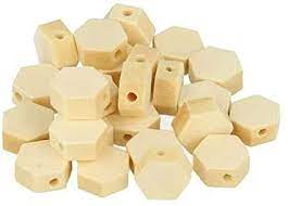 Perles hexagonales en bois, 10x8x4.7mm, trou 1mm, x 25