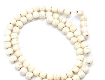 Pierre Howlite, naturelle, ivoire, ronde, 6mm, trou 1mm