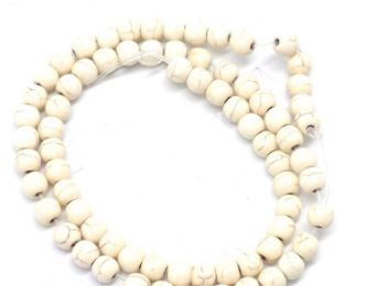 Pierre Howlite, naturelle, ivoire, ronde, 6mm, trou 1mm