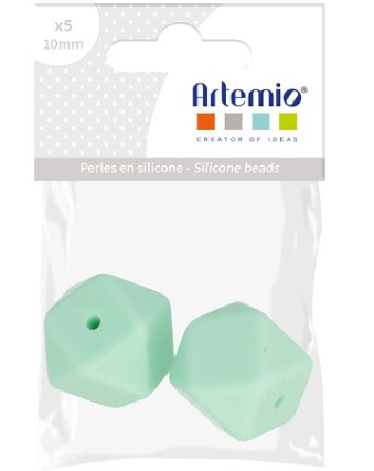 Sachet de 2 perles en silicone, hexagonales, vert, 17mm, trou 2mm