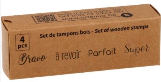 Set 4 tampons &quot;bravo-à revoir-parfait-super, pour enseignant, 20x25mm