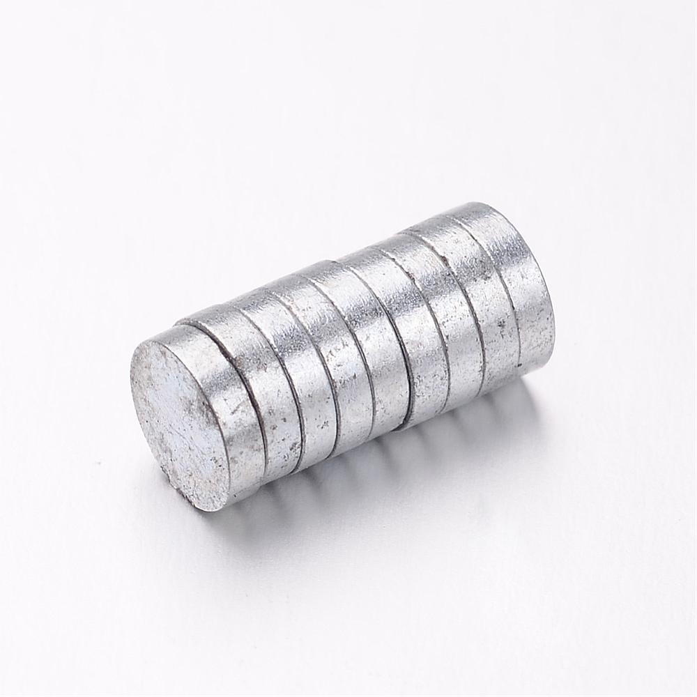 Aimant très puissant, couleur platine, rond plat, 6x1,4mm, à l'unité