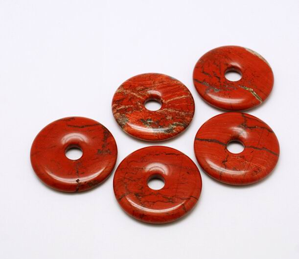 Pierre Jaspe rouge naturelle, donut, 30x5mm trou 6mm