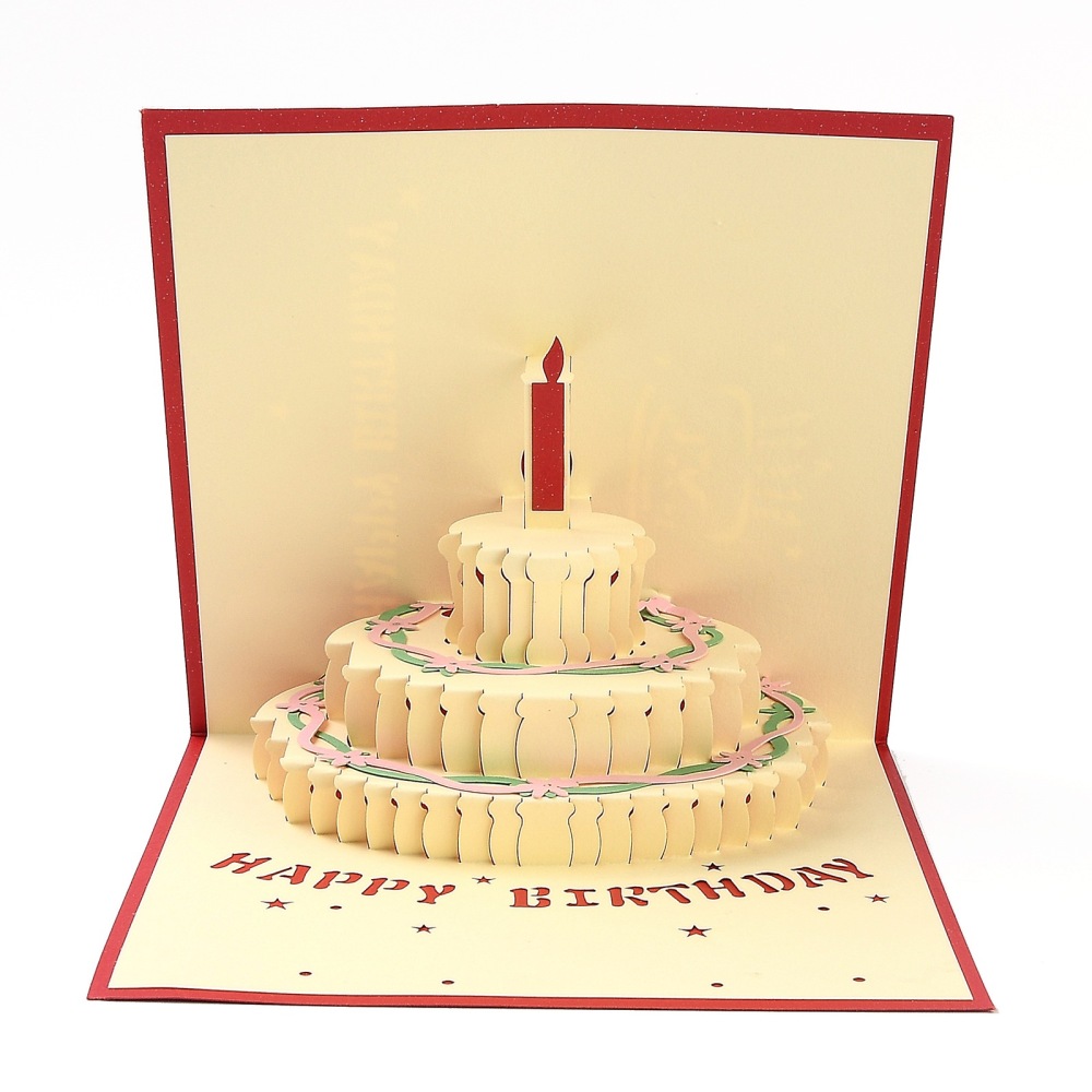 Cartes d'anniversaire rouge avec enveloppe beige 15x15cm