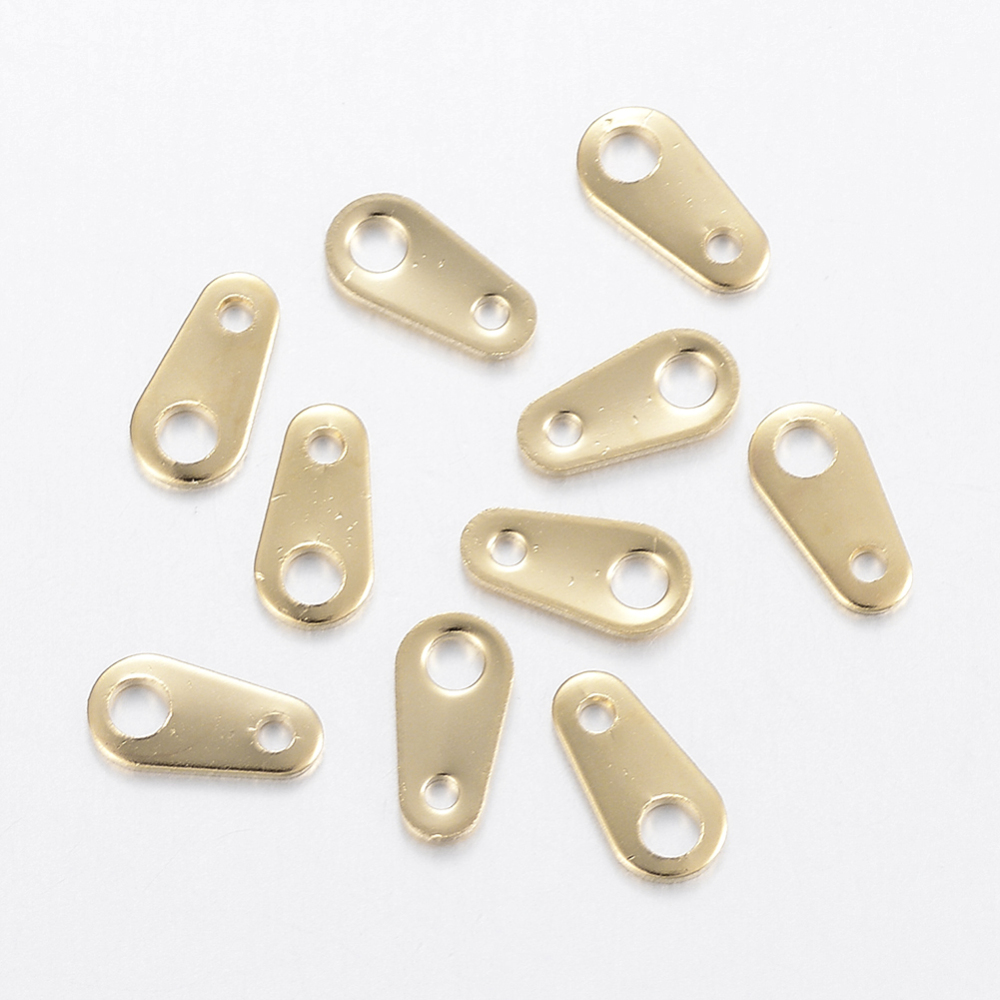 Attache pour fermoir INOX doré, 8x4mm, trous 1mm et 2mm