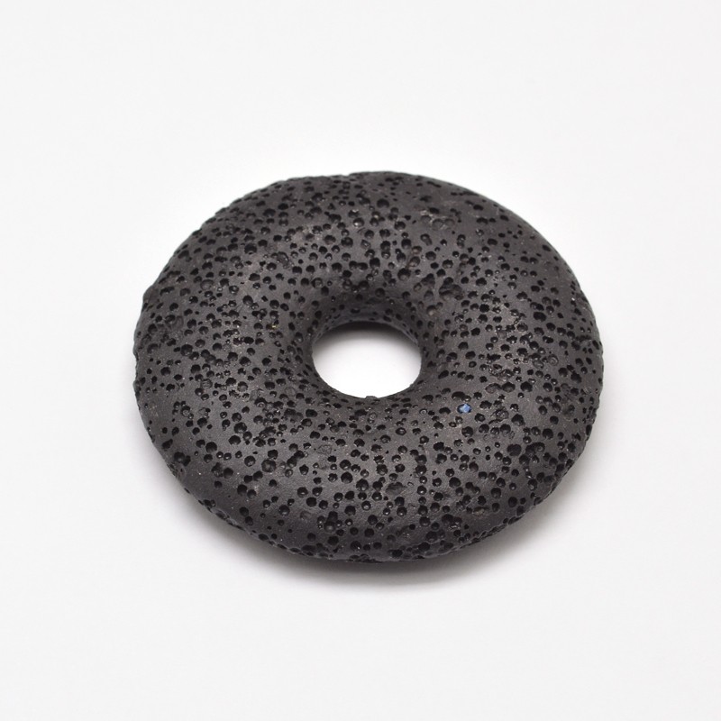 Pierre de lave naturelle, noire, donut, 50x11mm trou 10mm