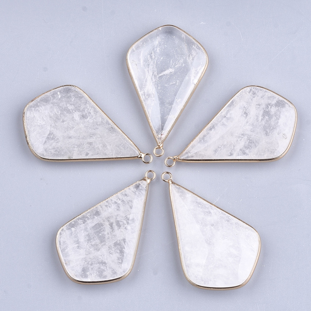 Pendentif Cristal de Quartz naturel, 52x32x8mm, Trou: 2mm