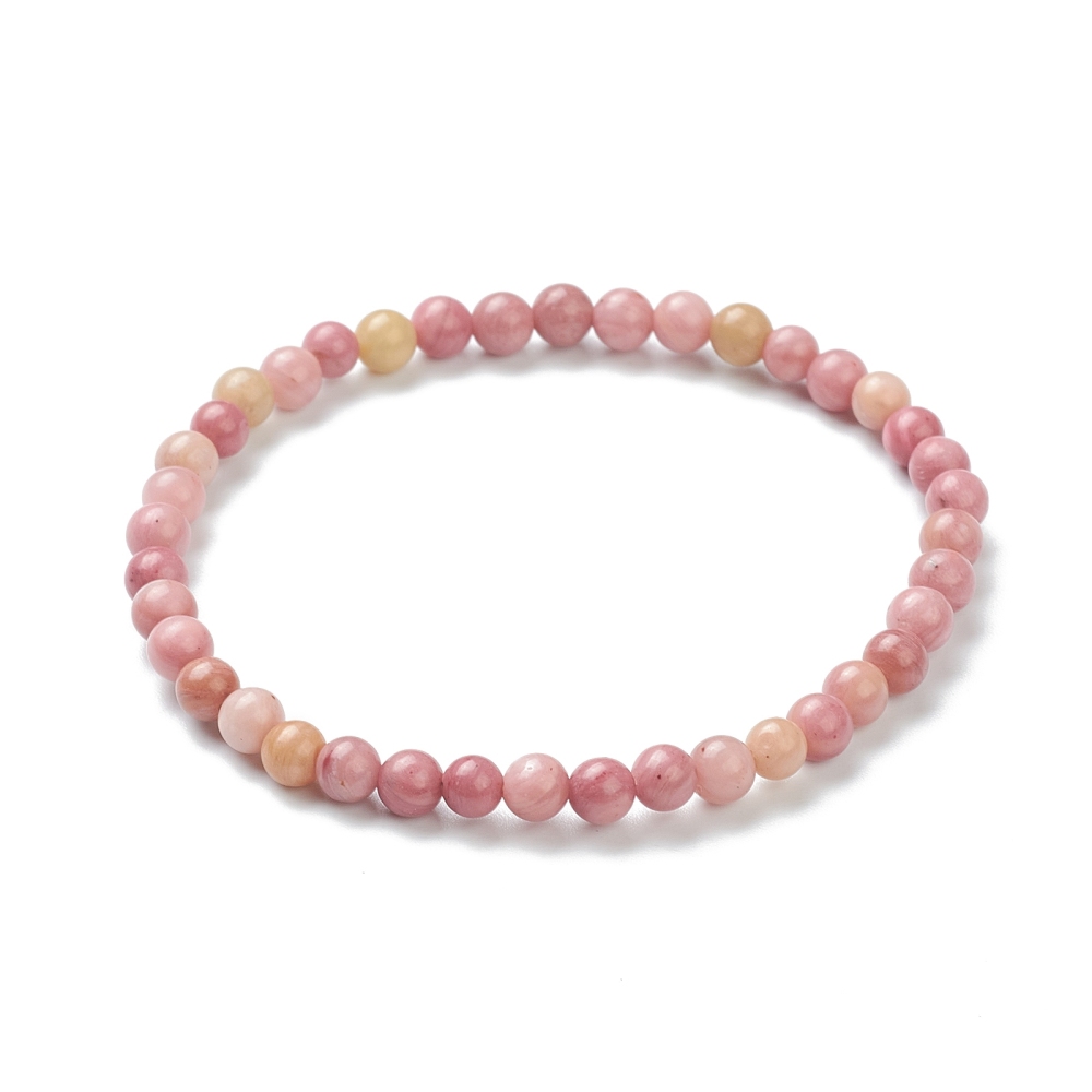 Bracelet en Rhodochrosite, perles rondes 4mm, diam env. 6cm